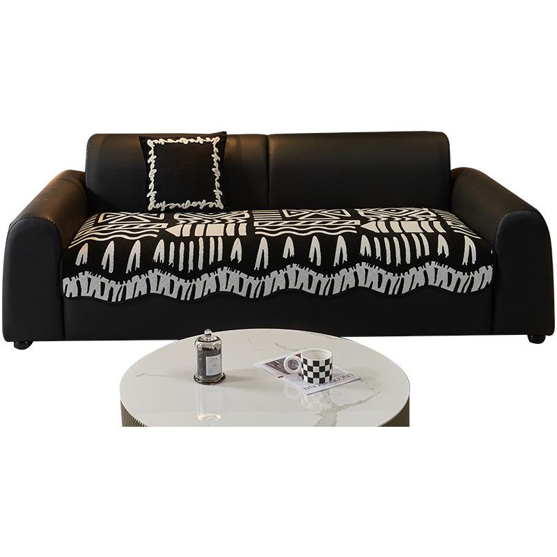 Special-Shaped Black Sofa Cushion Universal In All Seasons  New Seat Cushion Fixed Non-Slip Light Luxury High-End Sofa Cover