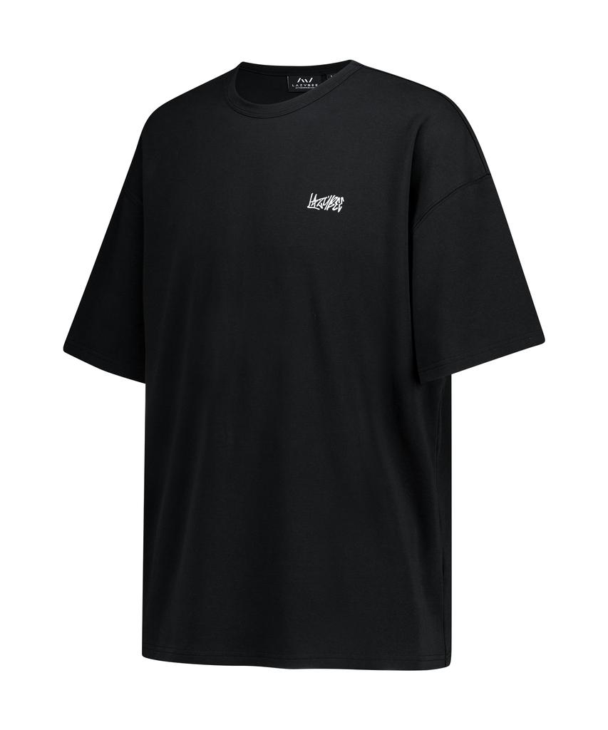 Leijibi Signature Graffiti Oversized Short Sleeve Functional Gym Wear Fitness Running Workout Wear Short Sleeve W Black