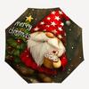 1 Stück Frohe Weihnachten Wichtel mit Cupcake, Automatisches Öffnungs- und Schließschirm, Tragbares 3-fach faltbares Design, 8-Speichen-Eisenrahmen, Outdoor-Schirm, Festliches Geschenk für Fans,