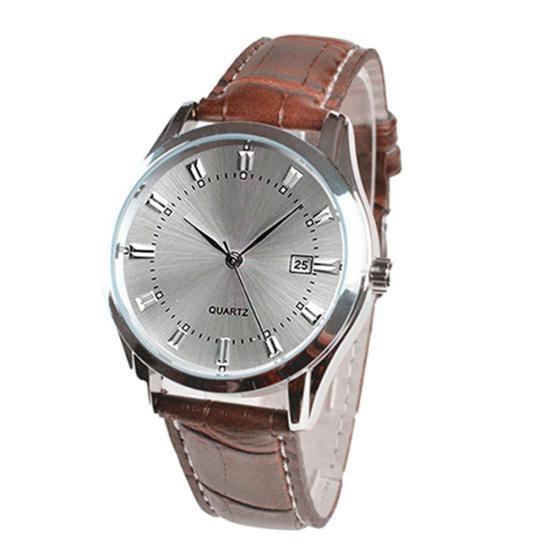 Pánské Vintage datumový kalendář Dial Umělá kůže Business Analog Quartz náramkové hodinky