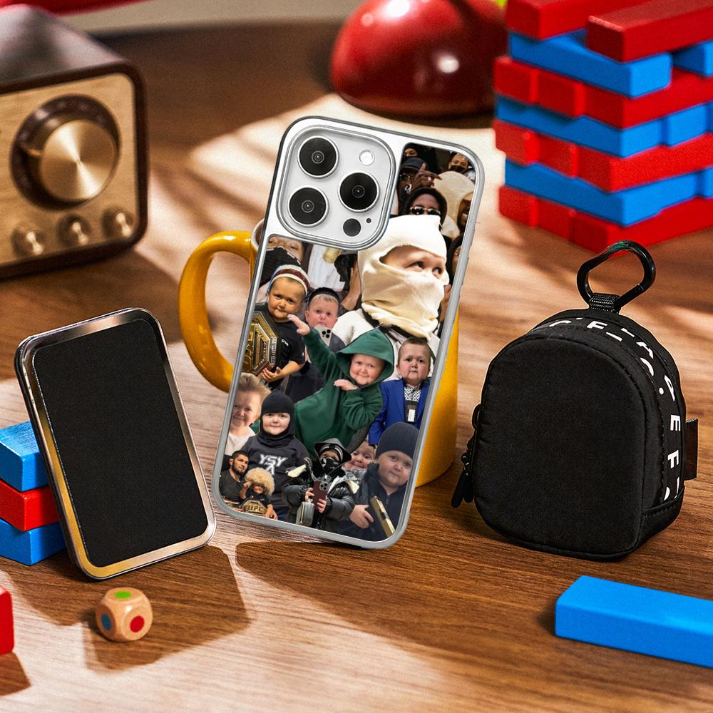 

Funny Baby Hasbulla cool design Phone Case for iPhone 16 15 14 13 12 11 Pro Max Sheepskin Silver-edged protective case iPhone16ProMax