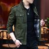 New Men's Jacket Outdoor Large Size Stand-up Collar Spring and Autumn Denim Tooling Trend Pure Cotton Jacket On Clothes