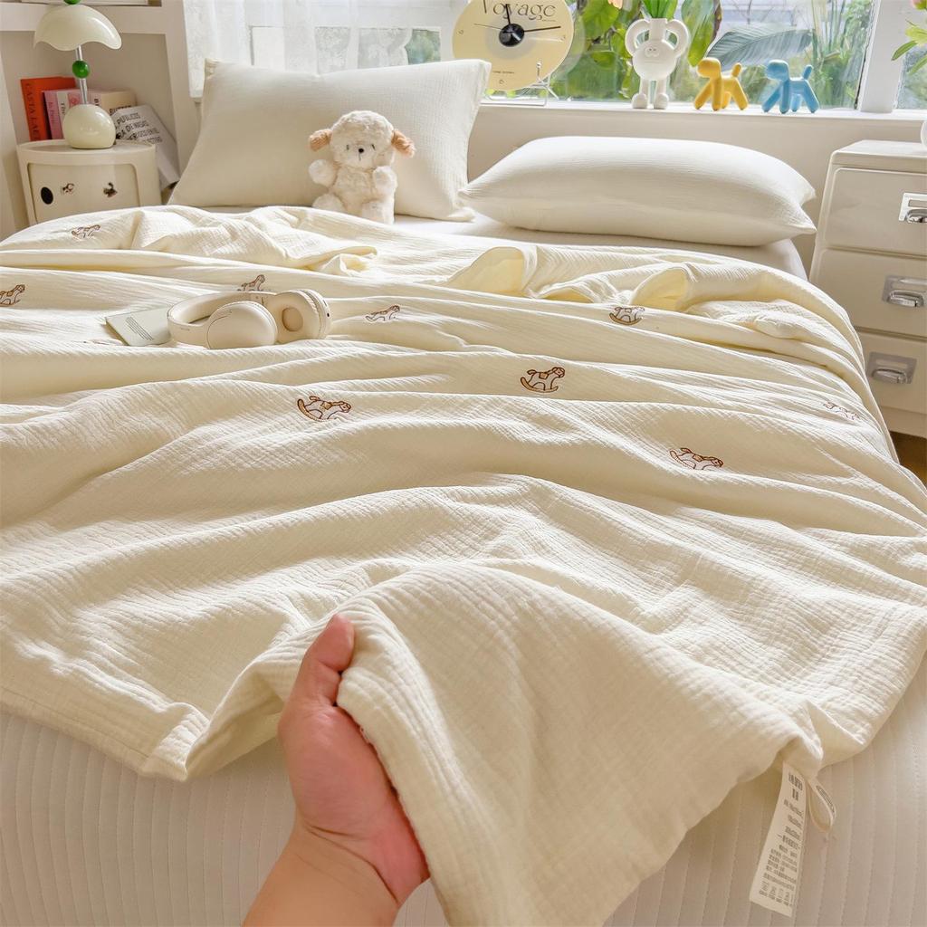 Modern Minimalist Soy Fiber Quilt - Pure Cotton, Washable, Wrinkle-Resistant Summer Blanket