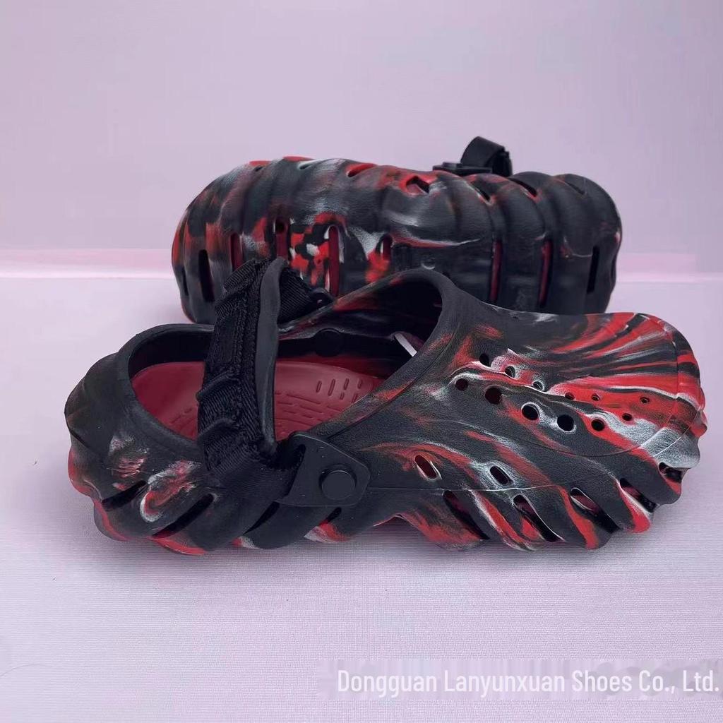 "Wave-Patterned Cross-Hole Beach Sandals - Non-Slip Unisex Summer Slippers"