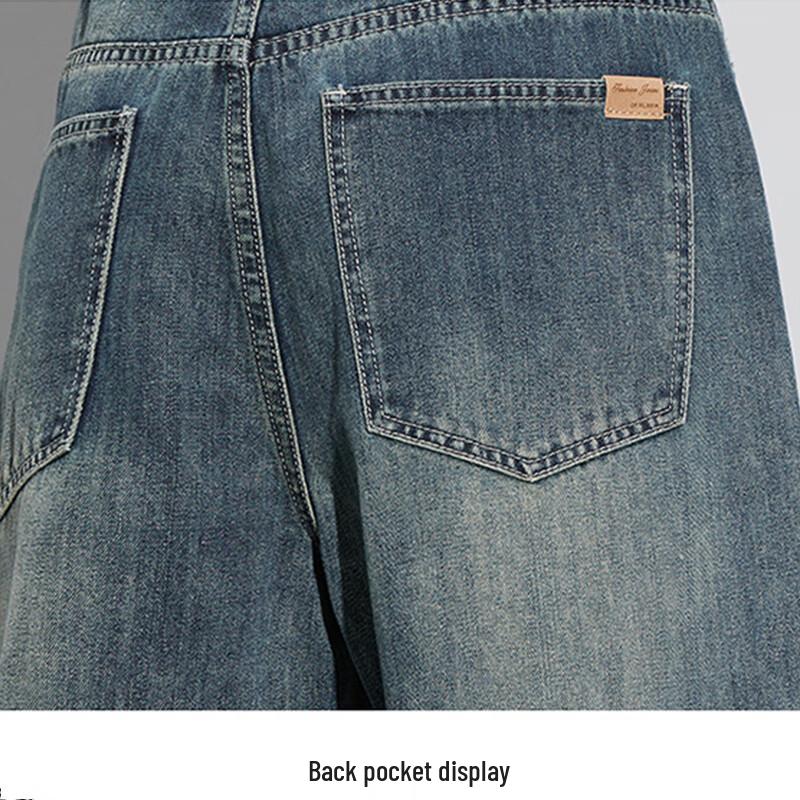 JEEP SPIRIT Men's Retro Blue Loose Fit Casual Jeans