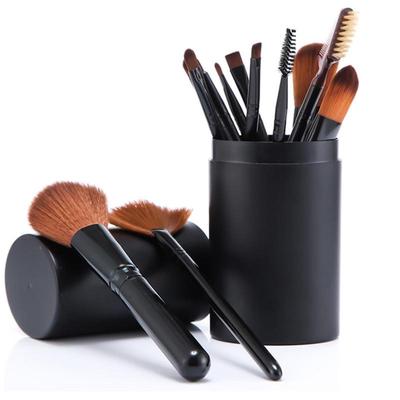 Conjunto de 12 brochas de maquillaje y tubo contenedor