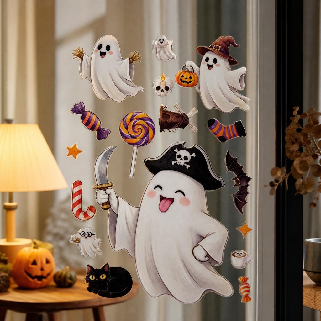 Halloween Window Clings Pumpkin and Stickers Static Cling for Glass Decor