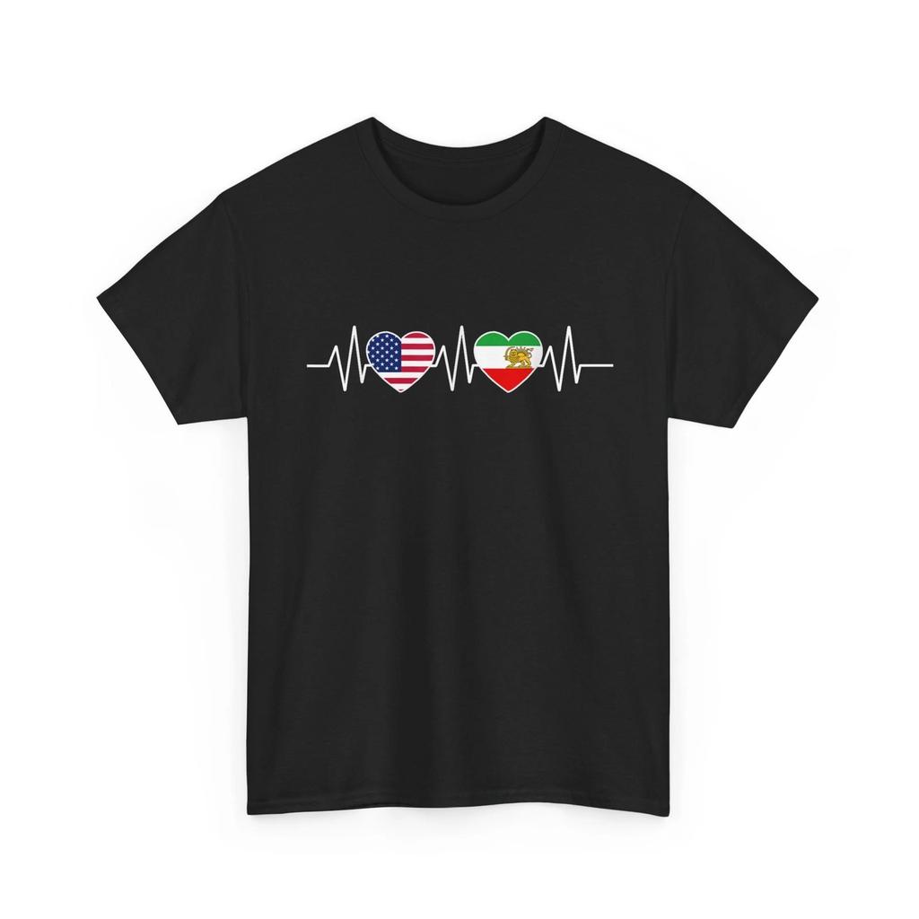 Persian American Flags T shirt, USA Persia Heritage Heart Women Men Proud Shirt