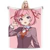 Pink Natsuki Anime Games Velvet Throw Blanket Anime Blanket for Home Bedroom Warm Bedspread