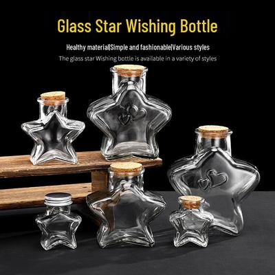Creative Wishing Bottle with Cork Stopper - Transparent Mini Origami Star Glass Bottle for DIY Lucky Starry Sky.