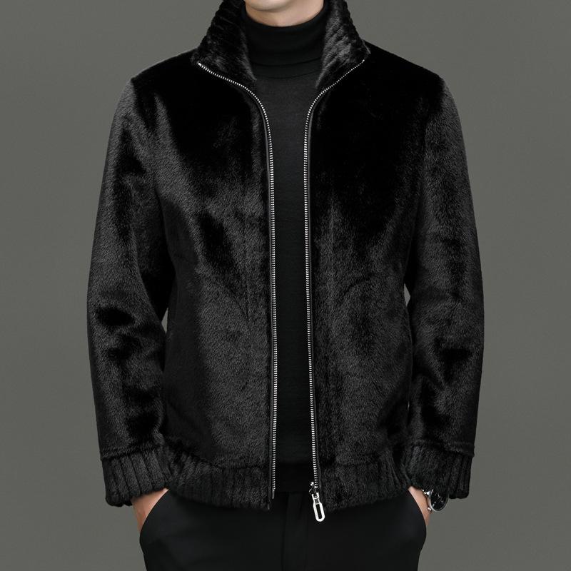 

2025 Winter Men s & Middle-Aged Stand Collar Sable Fur Jacket: Fashionable & Warm XL-XXL чорний