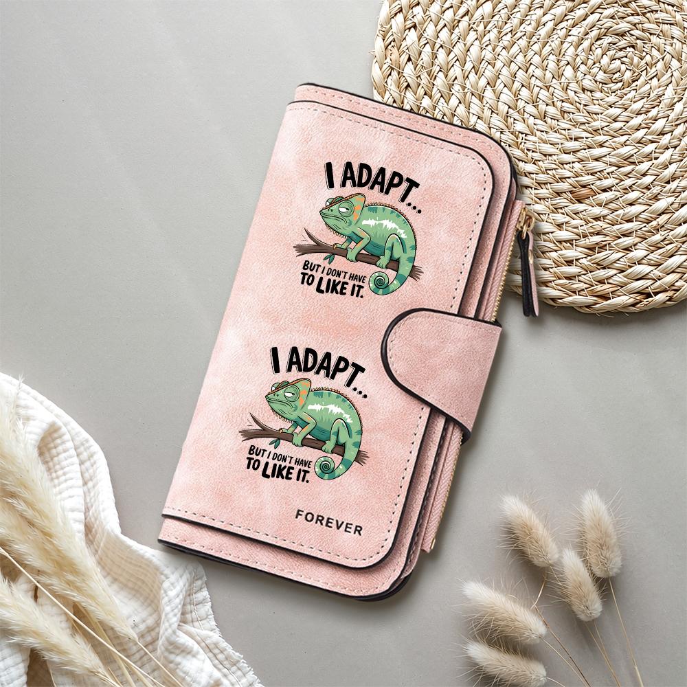 Funny Chameleon Print Long Wallet Casual Daily PU Leather Purse Card Holder For Women Men