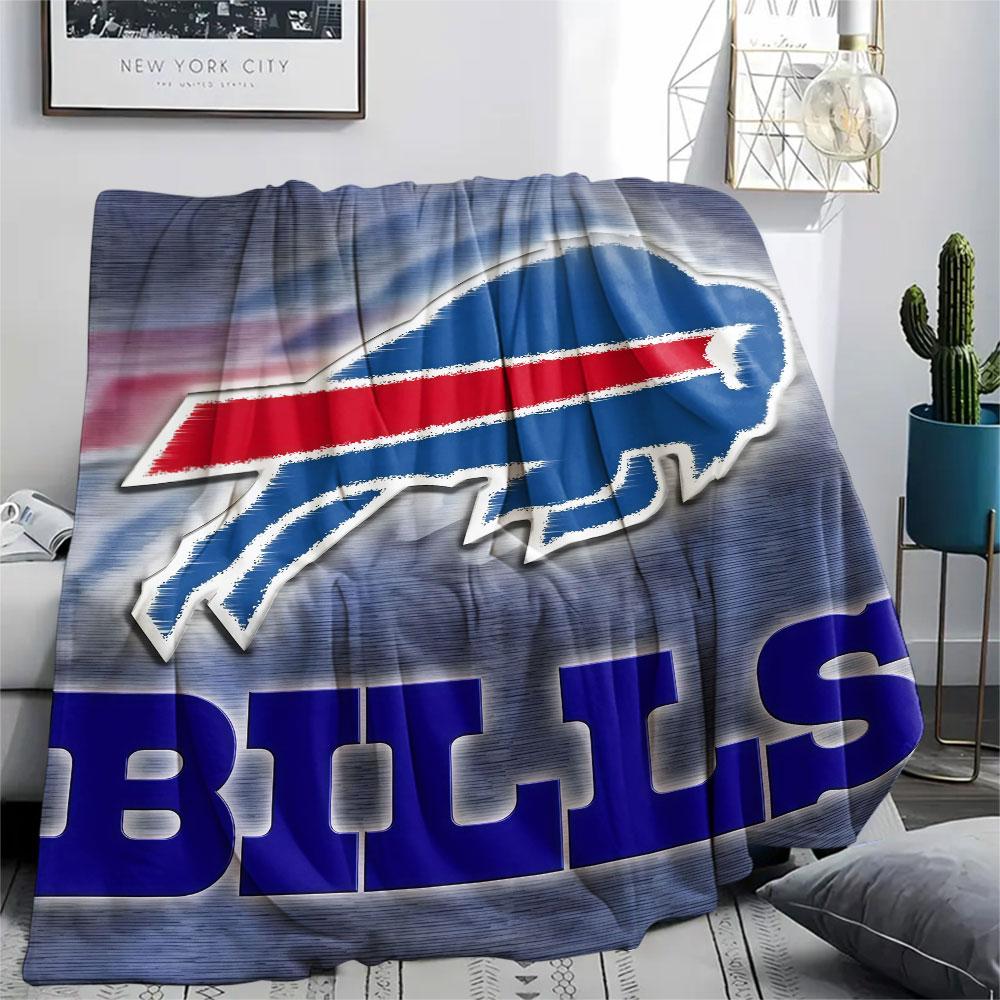 BUF Bills Printed Flannel Blanket, soft throw for bedroom sofa, washable, fan merchandise, great gift.