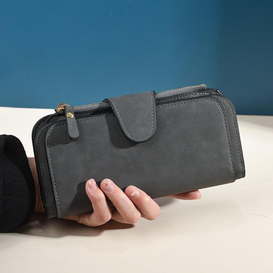 Women Long Wallet Large Capacity Card Holder Trifold Clutch Purse with Zipper Pocket 16 Card Slots ID Windows for Dates Work Party