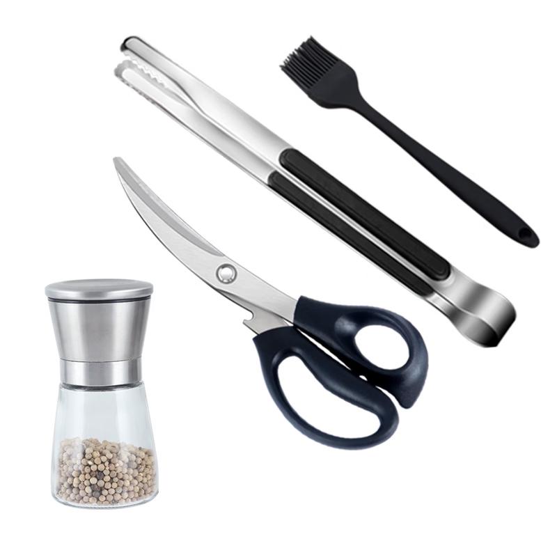 Lexiongongtu Stainless Steel 4-Piece BBQ Tool Set