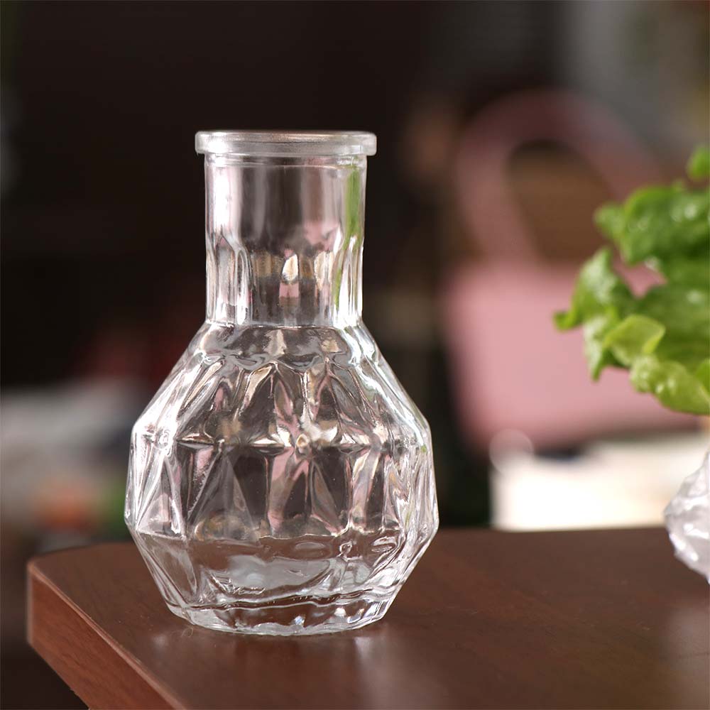10PCS/SET Crystal Clear Small Vase Set Retro Relief Transparent Vase Wedding Centerpiece