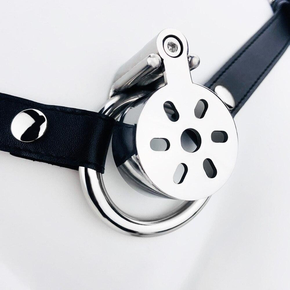 Bærbart rustfritt stål CB-lås Cock Ring Penis Cage Mannlig kyskhetsbelte Sexleketøy Ball Båre Slave BDSM