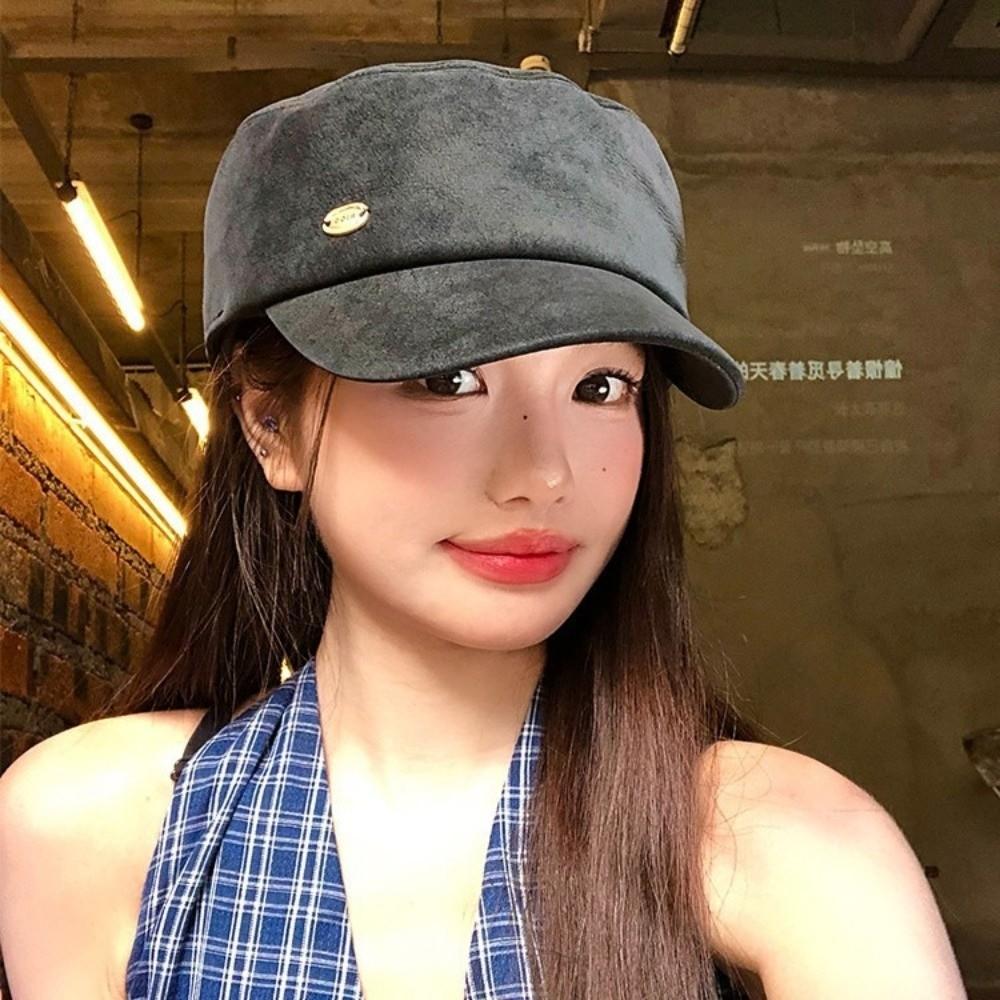 Vintage Suede Beret Flat Brim Beanie Cap Fashion Painter Berets  Women