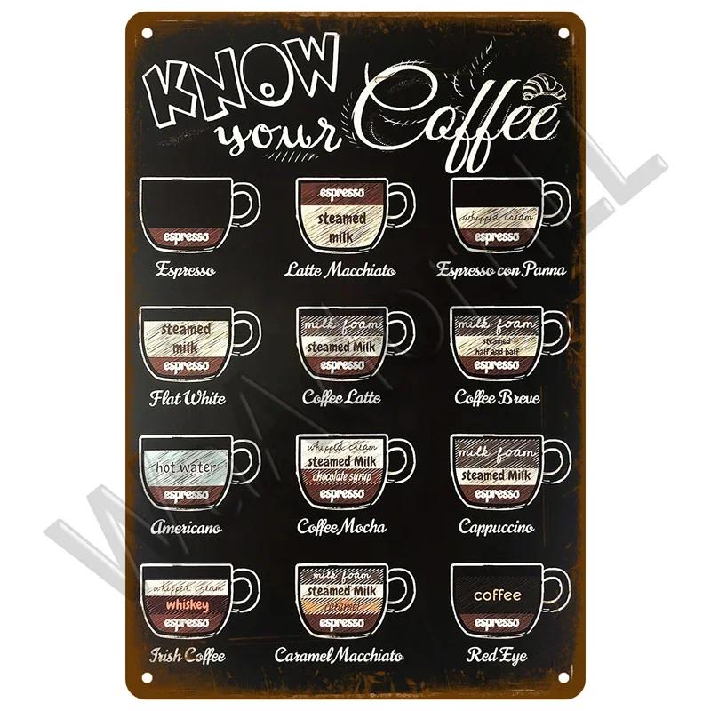 Vintage Plaque Metal Sign Plate Home Decor Tin Signs Coffee Retro Wall Art Posters For Kitchen Bar Iron Painting Decoration Cafe