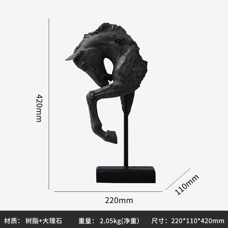 Resin Handicraft Make Old Horse's Head Artificial Animal Sculpture War Horse Statue Decorative Figurines Home Decoration