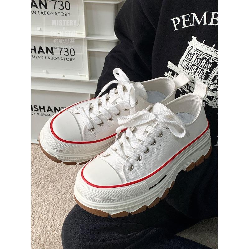 Gorąca sprzedaż wiosna nowe buty płócienne na grubej podeszwie podwyższającej z podeszwą falową 1234