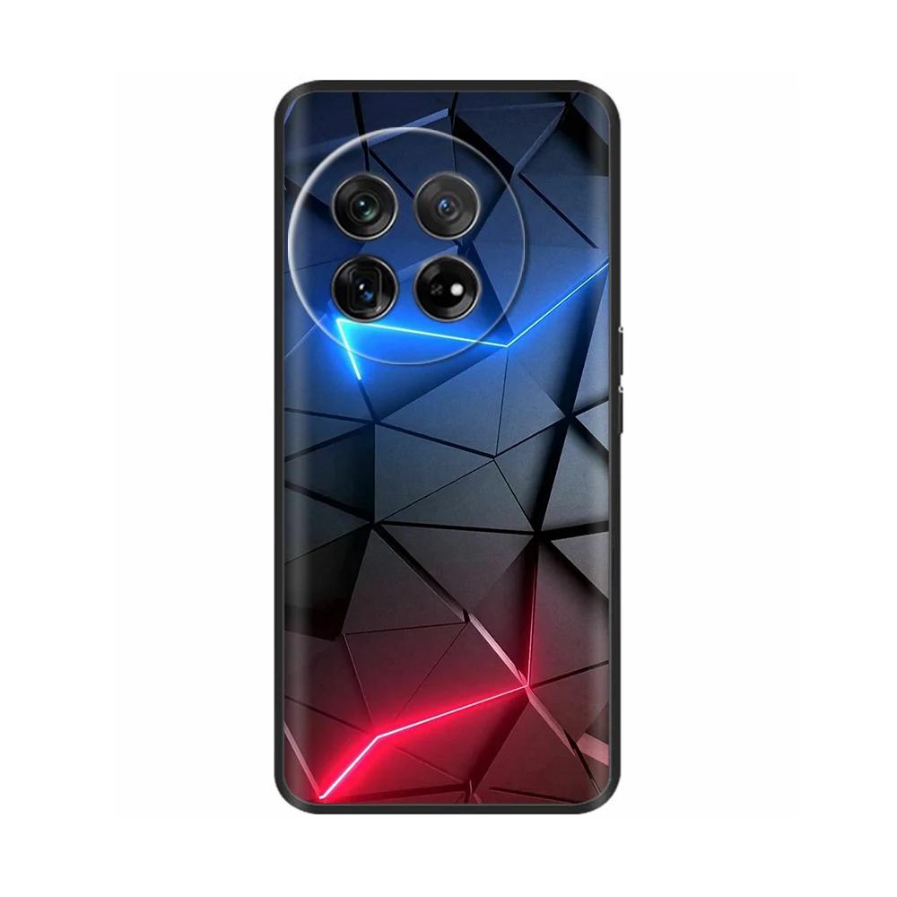 Painted Cover For OnePlus 12 Case Black Silicone Soft Luxury Phone Back Cover For One Plus 12 OnePlus12 5G Fundas Cases Hoesje
