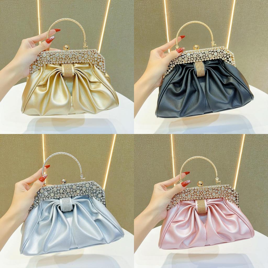 Womens Clutch Evening Bag With Rhinestone Embellishments For Party And Cocktail Events