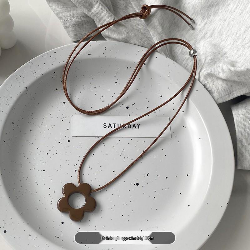 Korean Heart Comb Black Drawstring Necklace - Women's Fashion Choker Chain