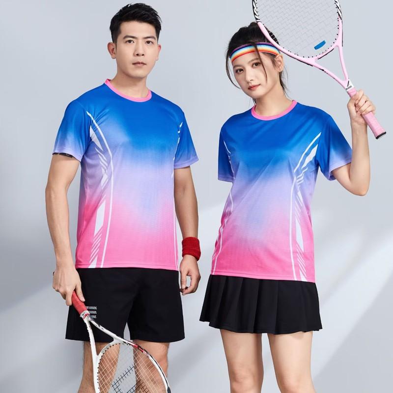 Sports Quick-Dry Short Sleeve T-Shirt Badminton Tennis Ping Pong Unisex Athletic Top Team Games
