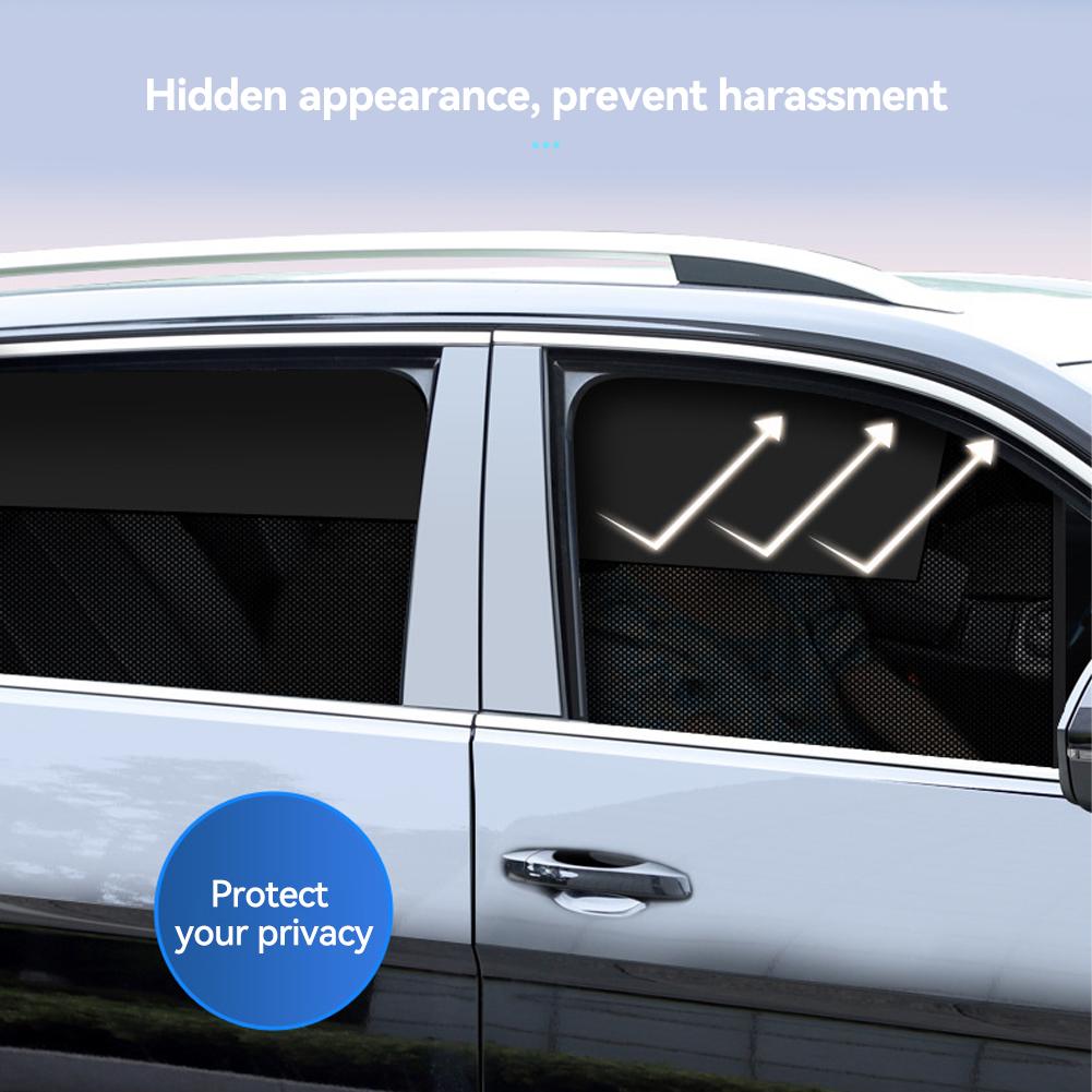 Magnetic Car Sun Shade Curtain Dual- layer Mesh Window Shade Sun Protection Heat Blocking