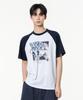 MOZMOZ Vanishing Point Raglan Graphic Short Sleeve T-Shirt Navy