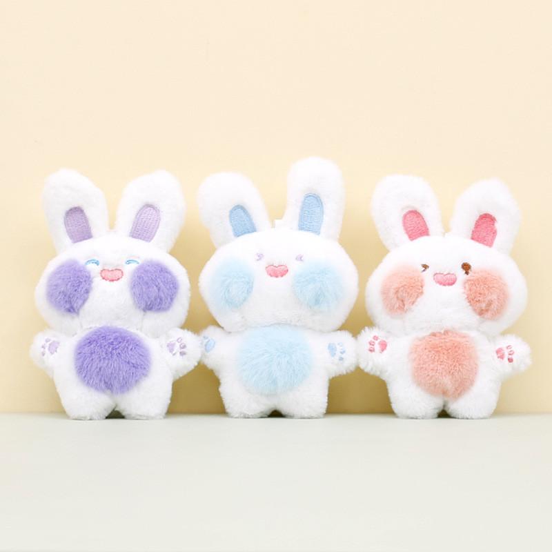 Entzückender Cartoon Plüsch Hase Schlüsselanhänger Kurzes Fell Stofftier Spielzeug 11cm