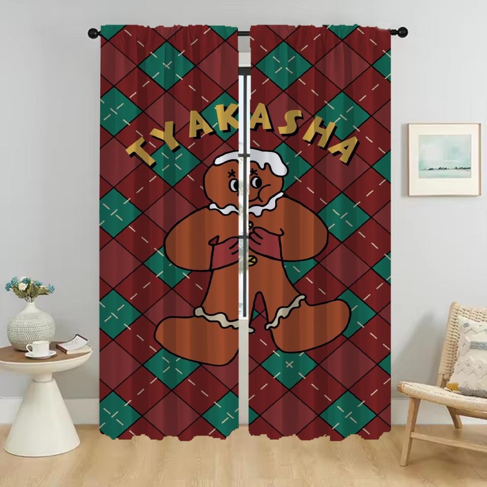 

Christmas Kitchen Curtains for Camera Anti-mosquito Curtains 2 Pieces Partition Halloween Decoration Tulle for Bedroom Shades W50xH70cmx2pcs-CL