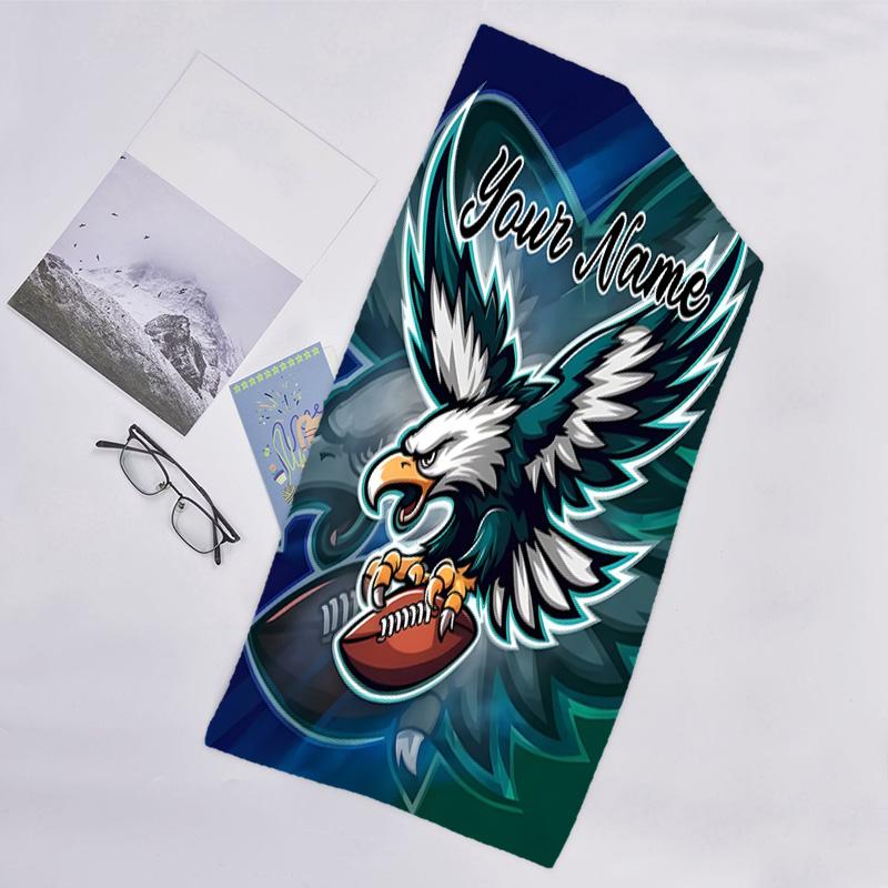 1pc Fashion Cool Eagle Logo1 Beach Towel with Custom Name, Beach/Swimming/Bath/Picnic/Camping Towel, Suitable for Seaside Beaches