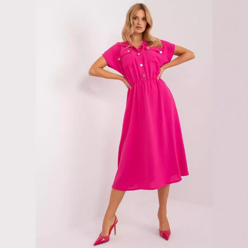 

Плюс Размер Женское Летнее Однотонное Повседневное Платье С Коротким Рукавом и Пуговицами Юбка Платье XXL розы красного
