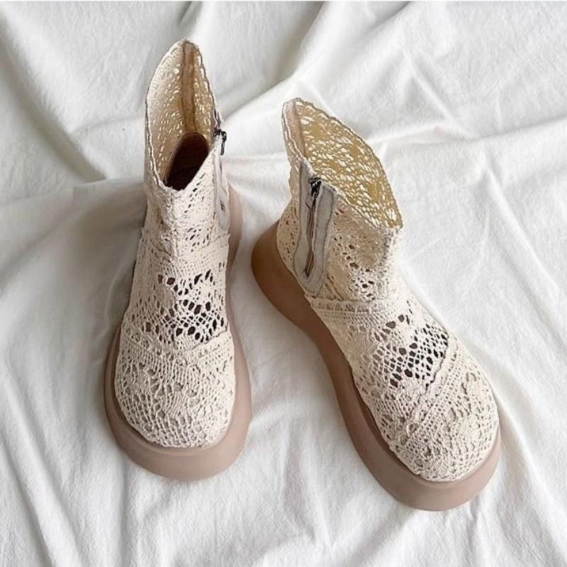 

Retro thick-soled cool boots for women s summer new fashion cover-toed high-top sandals heightening rear zipper short boots 40 [source manufacturer - undertake foreign trade]