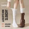 1Pair New Cotton Knee-high Socks Ruffled Edge Japanese Style Calf Socks Solid Color Sweat-absorbent Boot Socks Fall Winter