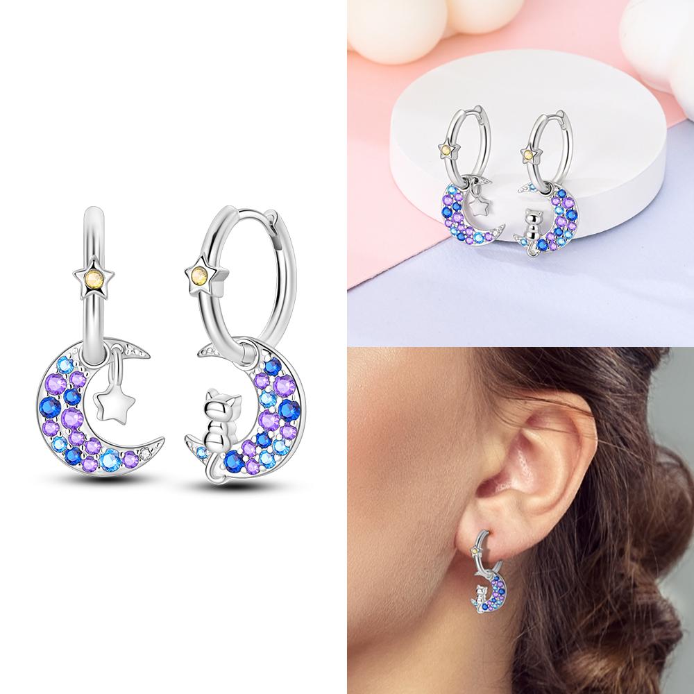 Hoop Earrings 925 Silver Certified Red Bow Heart Zircon Stud Earrings Lady's Anniversary Gift Luxury Jewelry