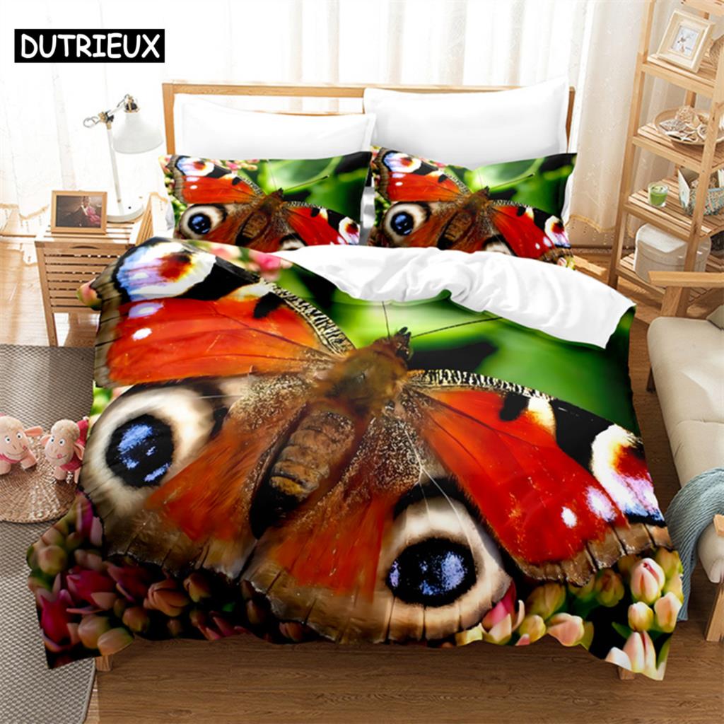 Comforter Butterfly Flower Queen Bedding Set Kids Bedroom Bed Set Comforter Set King Size Bedding Sets