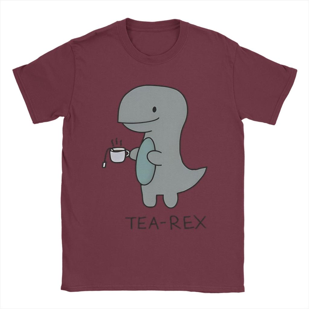 Tea-Rex T-Rex Dinosaur Teacup Men's T Shirt Cartoon Cute Funny Tees Short Sleeve Crewneck T-Shirts Cotton Gift Idea Clothing