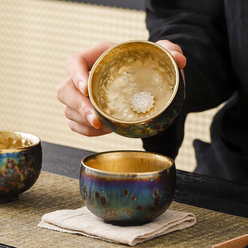 Silver-inlaid Colorful Peacock Gilded Jianzhan Kung Fu Tea Cup Personal Exclusive Master Cup Pure Hand-made Tea Cup