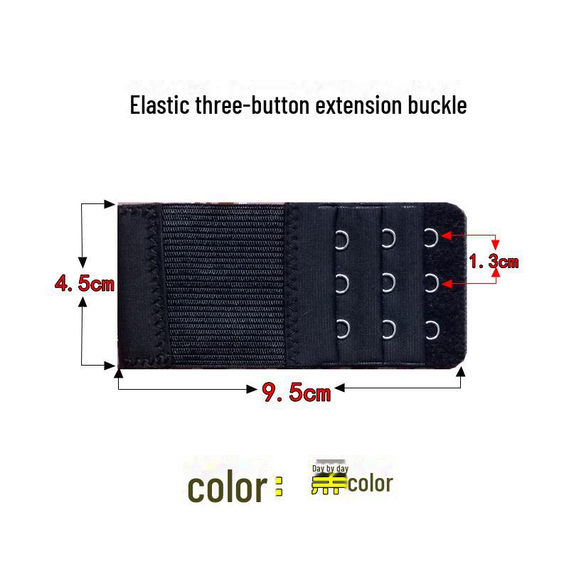 

Эластичный трехрядный удлинитель бюстгальтера с тремя пуговицами и пряжкой из нержавеющей стали чёрный