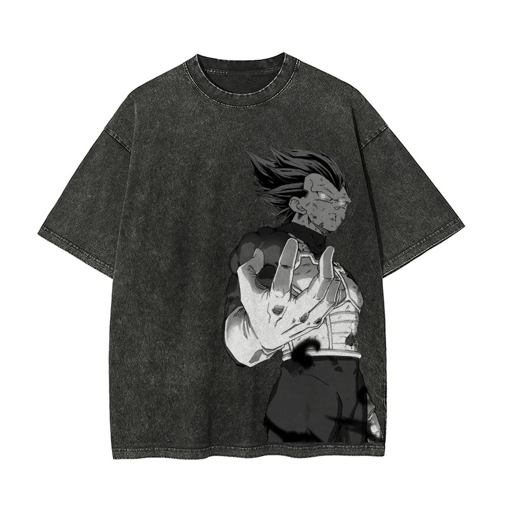 

Dragon Ball Vegeta T Shirt Ultra Ego Men Acid Wash Oversized Streetwear Anime Manga Cotton Vintage Gym Training Top Tee M