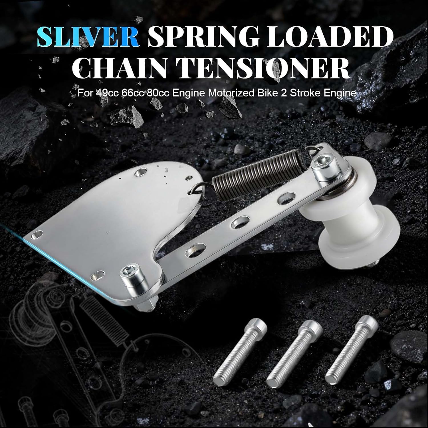 sthus Silver Spring loaded chain tensioner for 49cc 50cc 66cc 80cc Engine Motorized bike