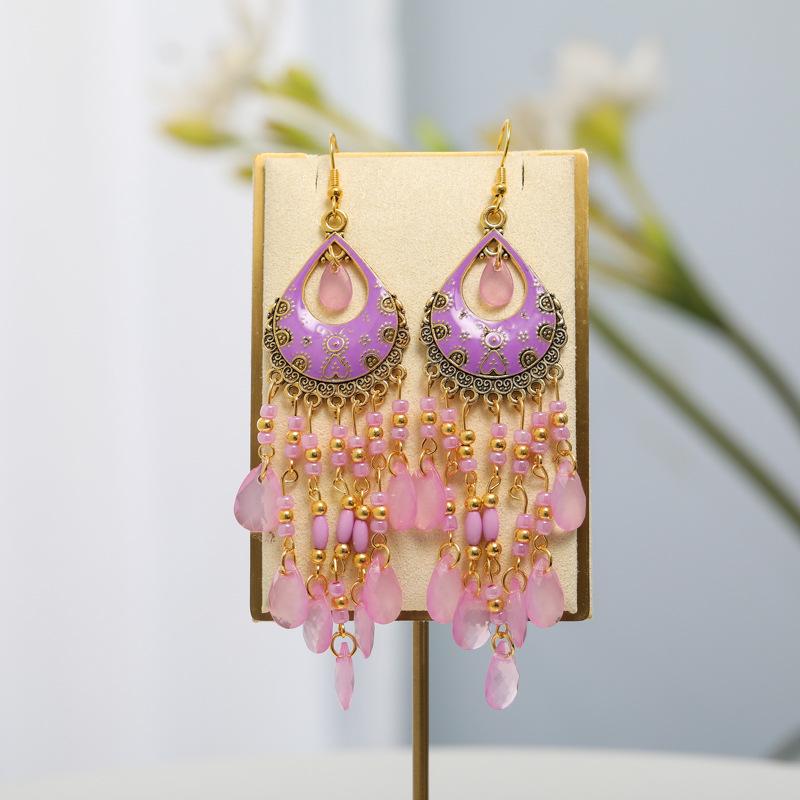 Длинные богемные серьги-капли для женщин - Универсальные модные серьги-гвоздики высокого класса