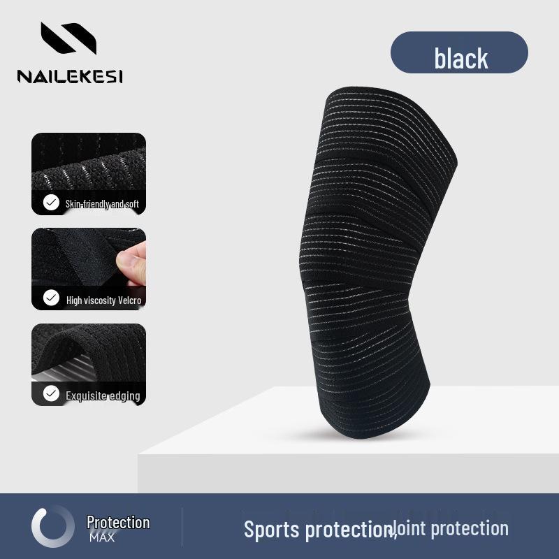 Self-Adhesive Elastic Knee/Thigh Guard: Compression & Joint Protection Bandage One size, single чёрный
