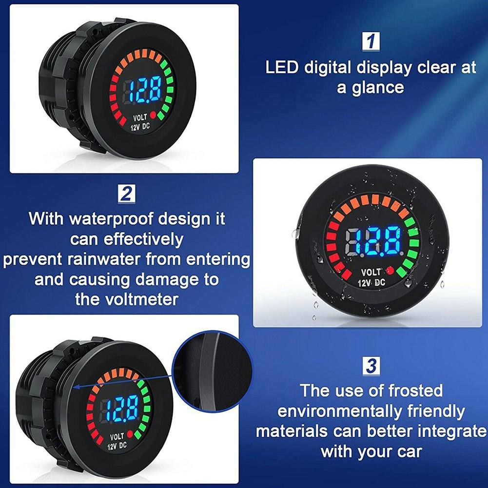 Waterproof 12V LED Car Van Boat Marine Voltmeter Voltage Meter Battery Gauge