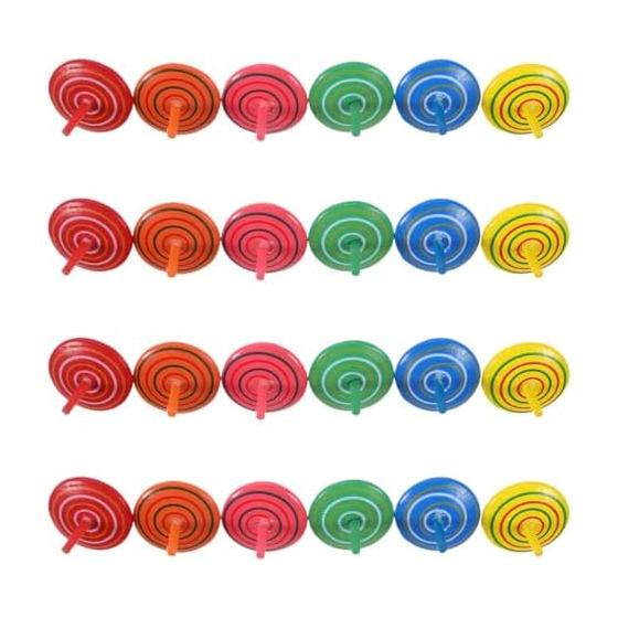 Generic Top 25 Piece Set Wooden Funny Hand Crank Peg Top Toy Children Small Top Accessory Decompression Toy Color Random