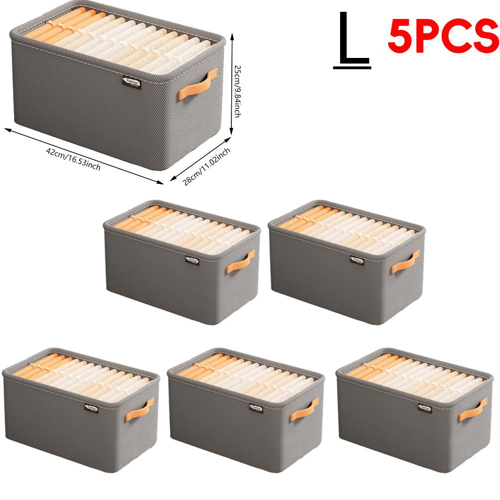 1-5PCS Clothes Storage Organizer Cabinet Drawer Organizer with Handle&Steel Frame Clothes Compartment Box for Home Wardrobe