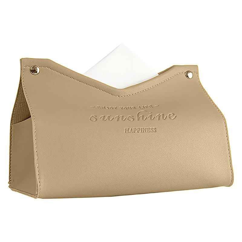 Solid Color Minimalist Leather Tissue Case Napkin Holder Storage Container Car Tissue Box Home Living Room Decoration